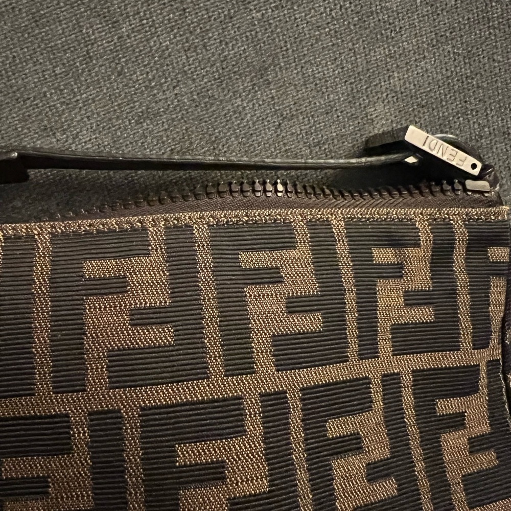 Fendi Zucca Brown and Cream Zippered Handbag - Picture 5 of 5